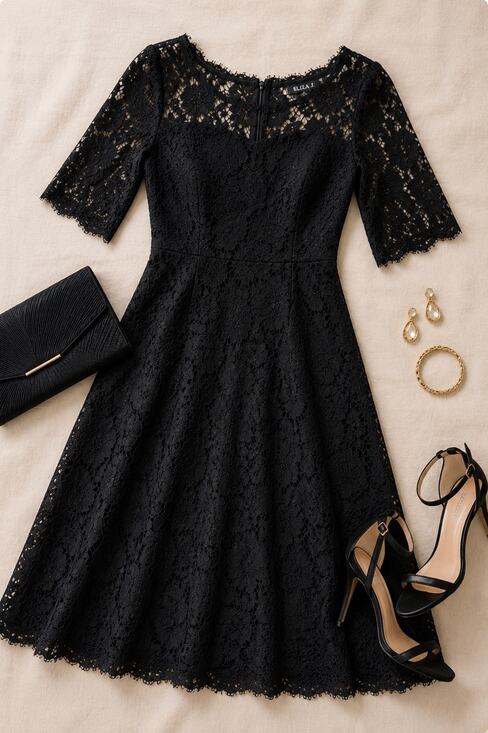 Eliza J Dresses & Skirts - Eliza J Sheer Lace Overlay Black Cocktail Dress Sz 2 LBD Lined Goth Witchy